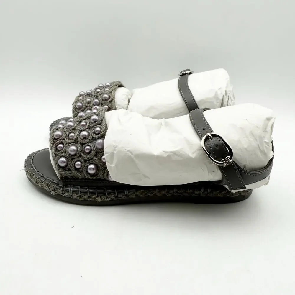 Sam Edelman Kids Holly Sandals US 1 M EU 32 Mockingbird Grey Linen NIB
